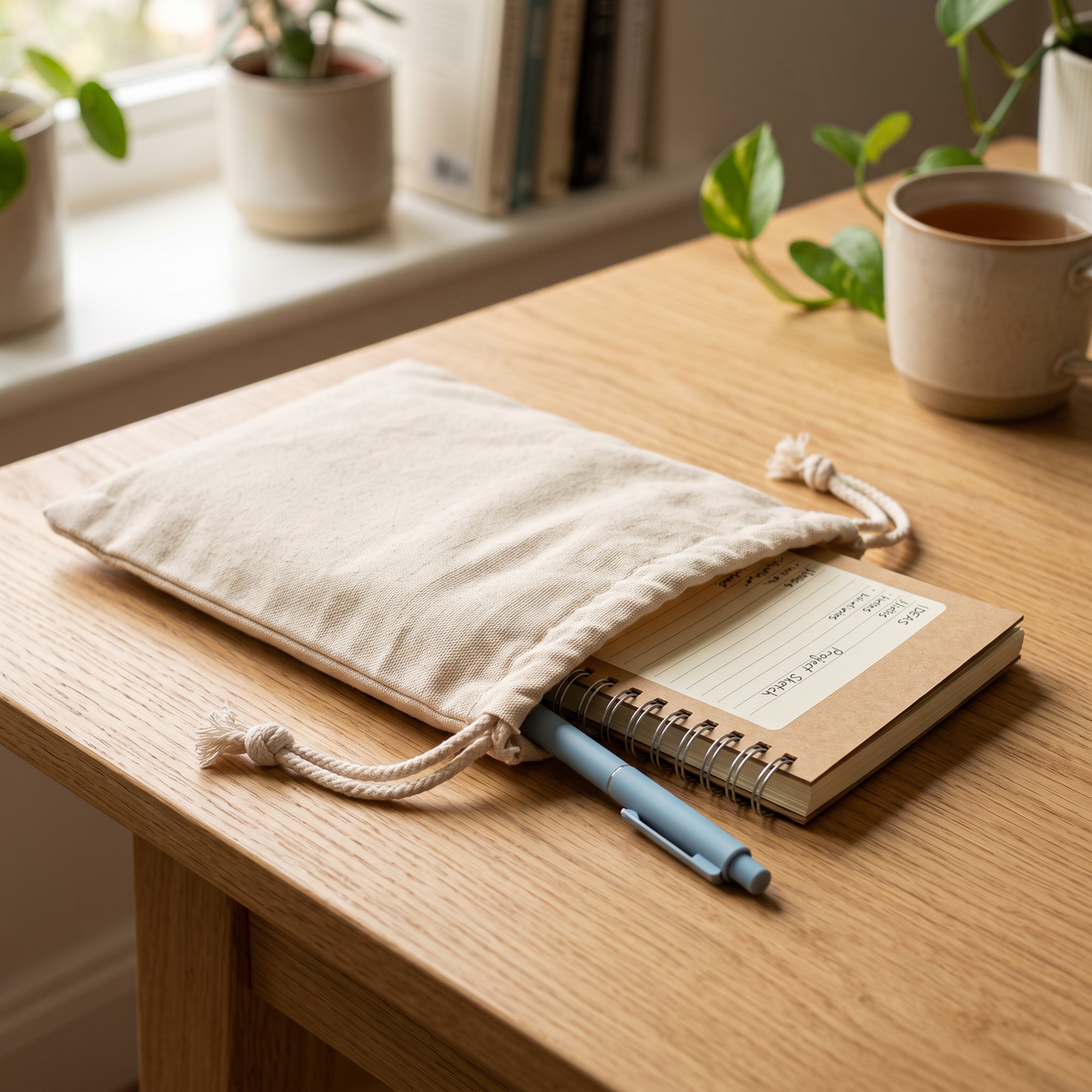 Pochette de transport en coton beige BIBOU